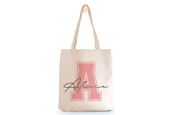 Bolsa de yute grande con Inicial y Nombre