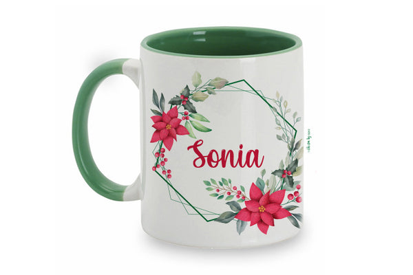 Taza de cerámica navideña personalizable Nombre