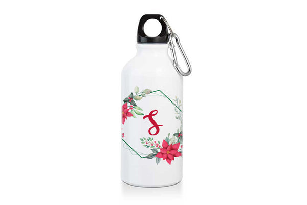 Botella de aluminio navideña personalizable inicial
