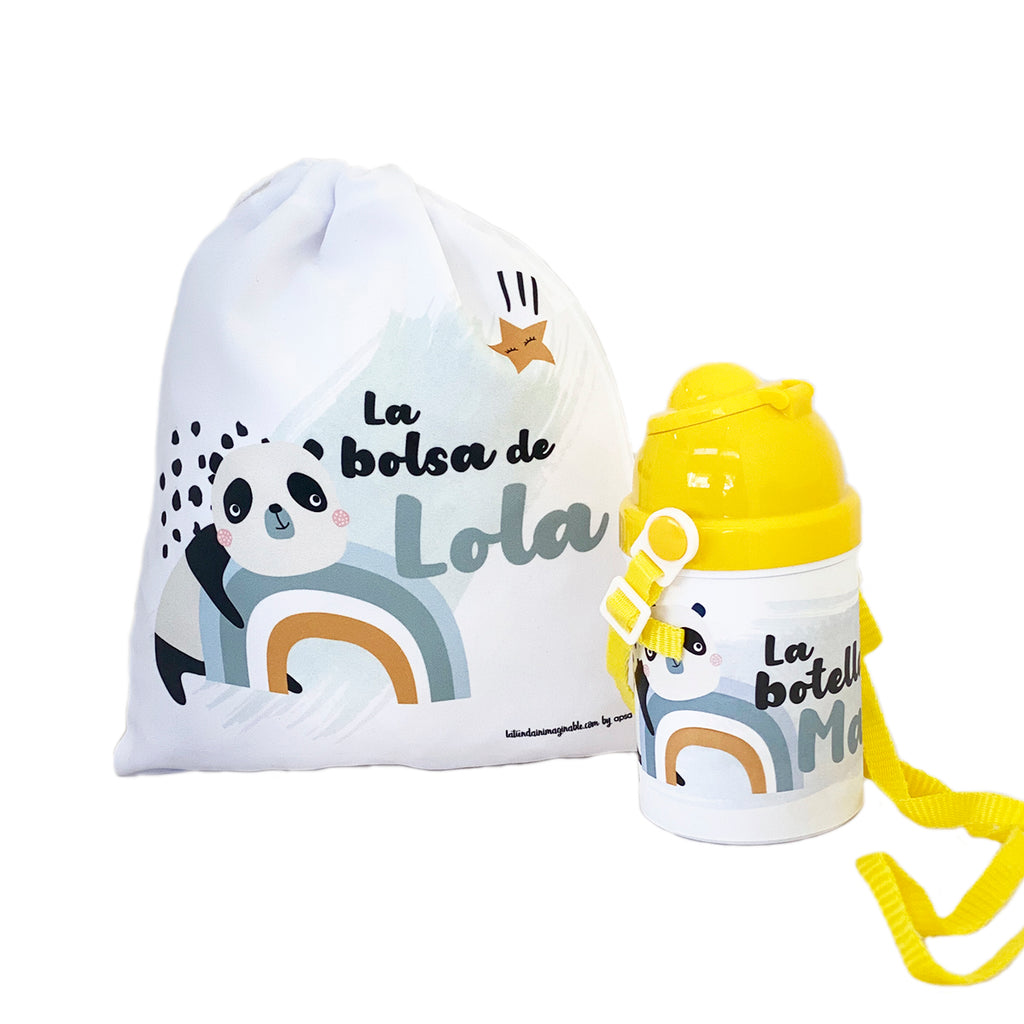 Botella infantil + Bolsa de almuerzo Panda