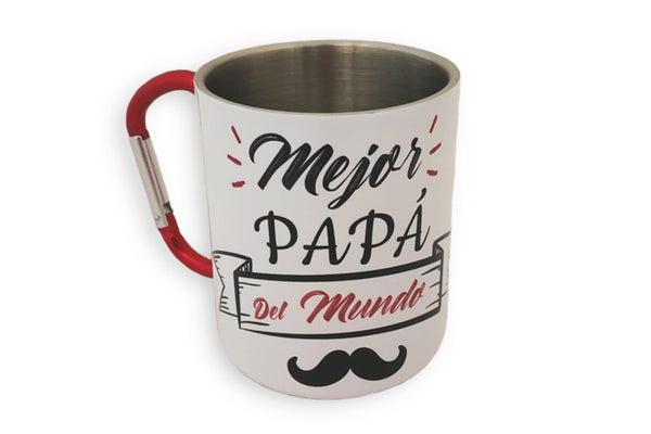 Tazas de acero con asa de mosquetón "Mejor papá del mundo"